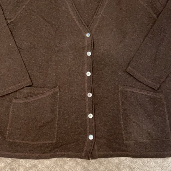 J Jill NWT cashmere chocolate brown cardigan sweater 1x - Picture 4 of 6
